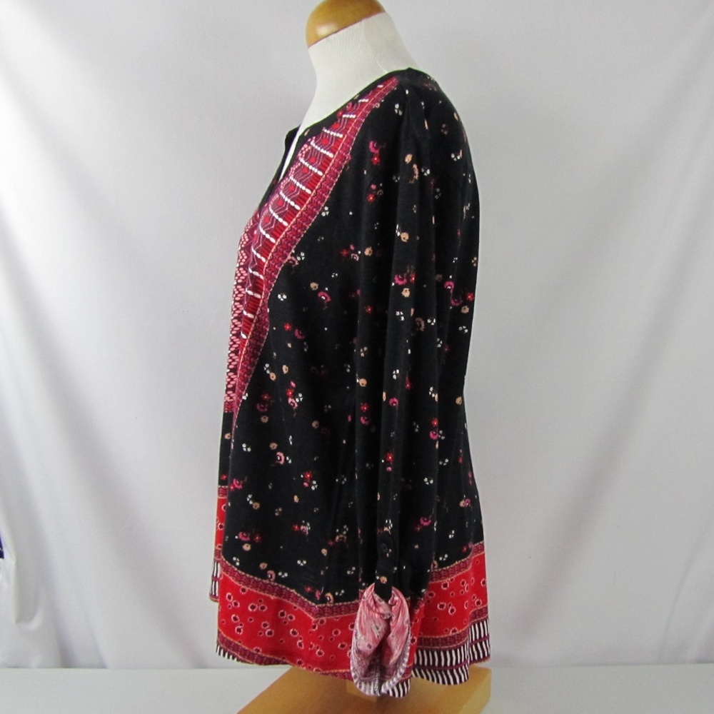 Style & Co Printed Roll-Tab Sleeve Knit Top Sz 0X